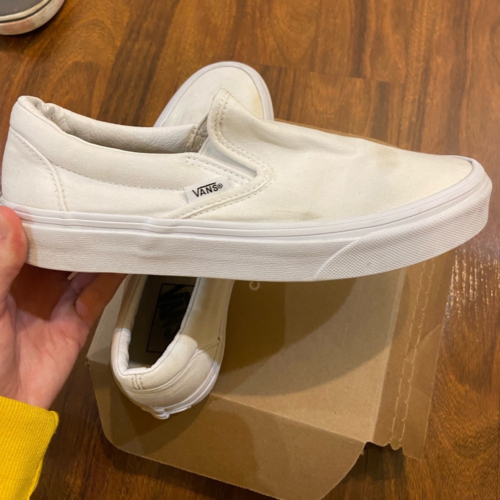 white Slip on vans